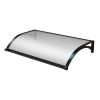Eaves aluminum canopy with anodized black support arm 150x100 cm, with water-clear solid polycarbonate (plexi) cover P type arm