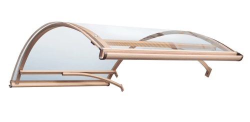 Wood pattern anodized aluminum canopy with wood grain pattern 160x120 cm with transparent solid polycarbonate (plexi) covering, eaves