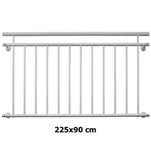 Franciaerkély korlát fehér porszórt acél korlát 225x90 cm