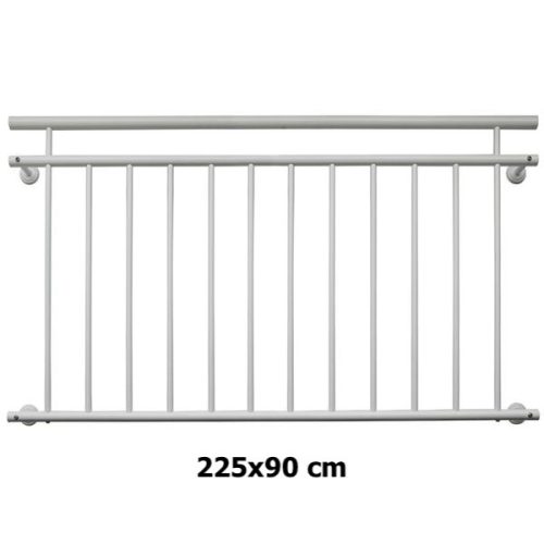 French balcony railing white powder-coated steel railing 225x90 cm