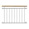 French balcony railing with wooden handrail, also for Mediterranean-style houses, stainless steel, in silver color, inox railing up to 100-225 cm