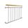 French balcony railing with wooden handrail, also for Mediterranean-style houses, stainless steel, silver color, 128x90 cm inox design, maximum child safety