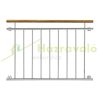 French balcony railing with wooden handrail, also for Mediterranean-style houses, stainless steel, silver color, 128x90 cm inox design, maximum child safety