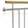 Franciaerkély korlát 128x90 cm fa kapaszkodóval rozsdamentes acél inox kivitel