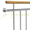 French balcony railing with wooden handrail, also for Mediterranean-style houses, stainless steel, silver color, 128x90 cm inox design, maximum child safety