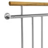 French balcony railing with wooden handrail, also for Mediterranean-style houses, stainless steel, silver color, 156x90 cm inox design, maximum child safety