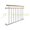 French balcony railing with wooden handrail, also for Mediterranean-style houses, stainless steel, silver color, 156x90 cm inox design, maximum child safety