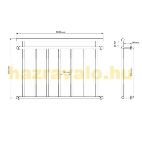   Erkélykorlát rozsdamentes franciaerkély saválló acél korlát 100x90 cm inox