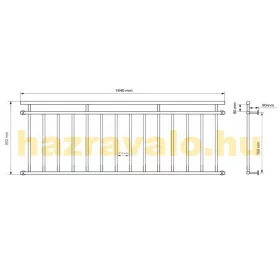   Erkélykorlát rozsdamentes franciaerkély saválló acél  184x90 cm inox