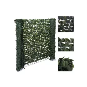   Műsövény erkélyre kerítésre belátásgátló 300x100 cm zöld műlevelek takaró háló élethű szőtt levelekkel sötét színű