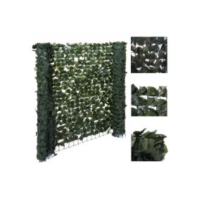 Műsövény erkélyre kerítésre belátásgátló zöld műlevelek takaró háló élethű szőtt levelekkel 300x100 