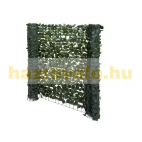   Műsövény erkélyre kerítésre belátásgátló 300x100 cm zöld műlevelek takaró háló élethű szőtt levelekkel sötét színű