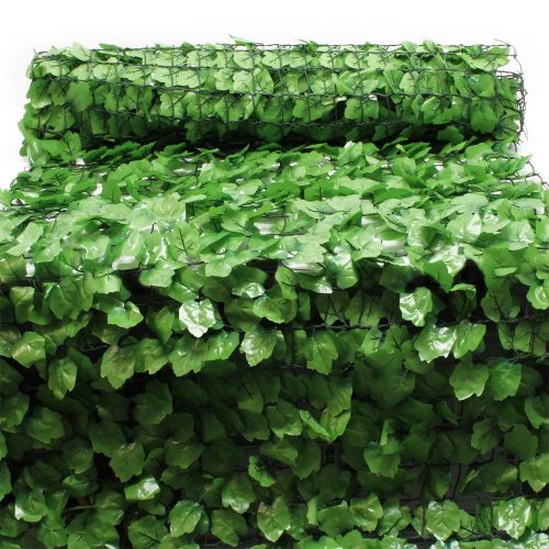 Balcony cover, fence cover anti-sight plain, green artificial hedge railing cover net with lifelike woven leaves 300x150 cm for fences, balconies, leaf shape