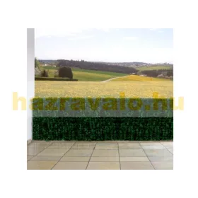   Műsövény erkélyre kerítésre belátásgátló 300x150 cm sötétzöld műlevelek takaró háló élethű 