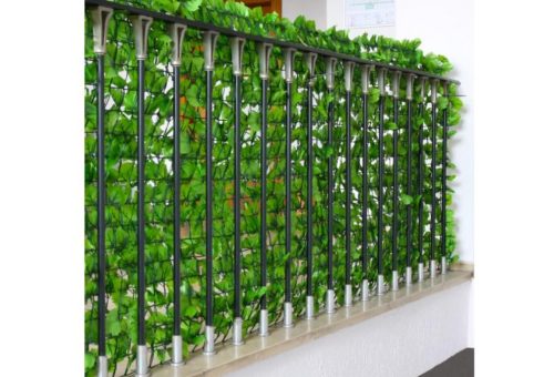 Plastic hedge for balcony fence anti-sight 300x150 cm light green artificial leaves covering net lifelike 