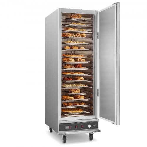Élelmiszer-melegítő 16 fokozatú snack-melegítő szekrény Víztálca Egyajtós Egyedülálló ajtó