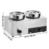 Rozsdamentes acél büfémelegítő 1200W 2x8,1 liter ételmelegítő edény Ø180xØ240x220 mm levesestál