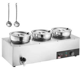   Ételmelegítő 3x7,4 literes rozsdamentes acél ételmelegítő, 1200W leves állomás