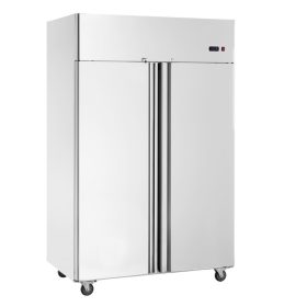   Ipari hűtőszekrény 1100 literes 2 ajtós, rozsdamentes acél hűtő automatikus leolvasztással 6 polccal
