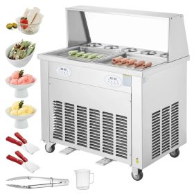   Fagyigép jégkrémtekercsekhez dupla 38x38 cm fagyasztófelülettel thai tekercses fagyi készítő