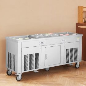   Fagylaltgép mélyhűtött fagylalt tekercsekhez 2 db 45x45 cm négyzet alakú thai tekercses fagyi készítő