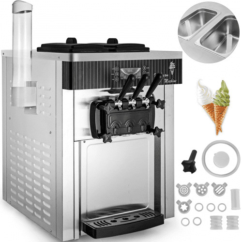 Fagylaltkészítő fehér Fagylaltkészítő 2200 W, 2 x 6 L asztali gép Fagylaltkészítő 220 V Fagylaltkészítő tojásgéllel Rozsdamentes acélból készült gép