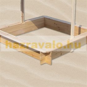   Gyerek fa keretes homokozó állítható védtetővel napernyővel kék 120x120 cm