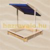 Children's wooden frame sandbox with adjustable protective cover and sunshade blue 120x120 cm