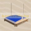 Children's wooden frame sandbox with adjustable protective cover and sunshade blue 120x120 cm