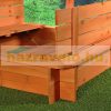 Children's wooden frame sandpit with bench with protective cover and parasol blue 120x120 cm