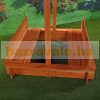 Children's wooden frame sandpit with bench with protective cover and parasol blue 120x120 cm