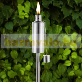   Olajfáklya rozsdamentes acél 115 cm inox kerti fáklya védőkupakkal 6 darabos készlet