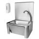 Professional stainless wall-mounted hand wash basin with inox wall-mounted faucet and free soap dispenser