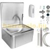 Professional stainless wall-mounted hand wash basin with inox wall-mounted faucet and free soap dispenser