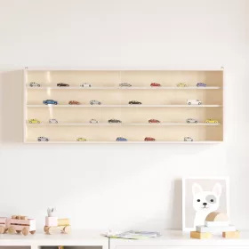   Fali vitrin modell szekrény 4 polc 100x37x8,5 cm makett kisautó, modellvasút gyűjtő plexi tolóajtóval