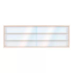 Fali vitrin modell szekrény 3 polc 115 x 30 x 8,5 cm makett kisautó, modellvasút gyűjtő plexi tolóaj