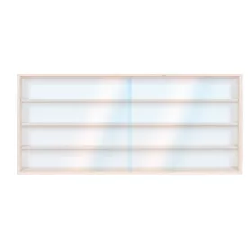 Fali vitrin modell szekrény 4 polc 115 x 39 x 8,5 cm makett kisautó, modellvasút gyűjtő plexi tolóaj