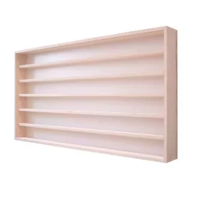Fali vitrin modell szekrény 6 polc 125 x 58 x 8,5 cm makett kisautó, modellvasút gyűjtő plexi tolóaj