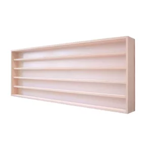 Fali vitrin modell szekrény 5 polc 140x49x8,5 cm kisautó, modellvasút gyűjtő plexi tolóajtóval