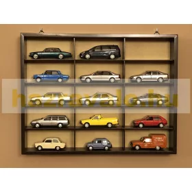   Modell falipolc fali fakkos polc 41x32 cm kisautó, modellvasút gyűjtő üveg nélkül