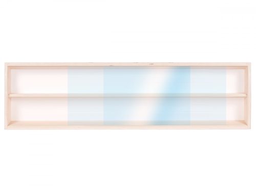 Fali vitrin modell szekrény 2 polc 70x20X8,5 cm kisautó, gyűjtői polc plexi tolóajtóval