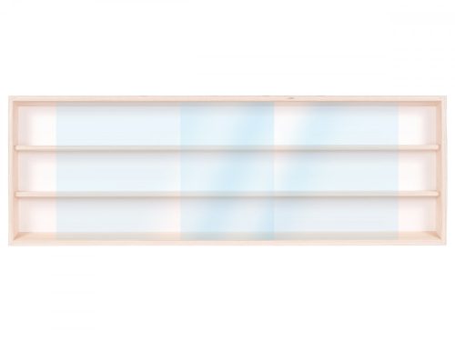 Fali vitrin modell szekrény 3 polc 70x30X8,5 cm kisautó, gyűjtői polc plexi tolóajtóval