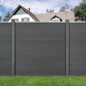   WPC szürke kerítéspanel 183x187 cm időjárásálló kerítéselem