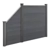 WPC kerítéspanel ferde elemmel 183x277 cm szürke WPC kerítés négyszögletes és ferde elemmel