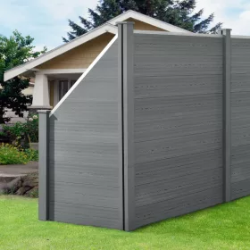   WPC kerítéspanel ferde elemmel 183x451 cm szürke ferde elemes modern WPC kerítés