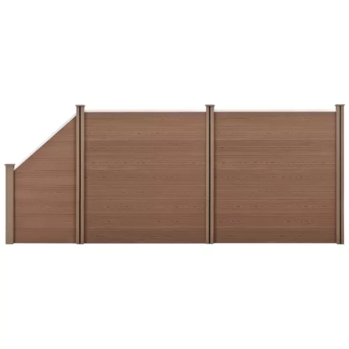 WPC kerítéspanel ferde elemmel 183x451 cm barna fa hatású WPC kerítés egyenes és ferde elemekkel