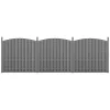 WPC félköríves kerítéspanel (165–185)×562 cm szürke időjárásálló kerti kerítés 3 elemből