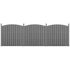   WPC félköríves kerítéspanel (165–185)×562 cm szürke időjárásálló kerti kerítés 3 elemből