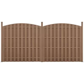   WPC félköríves kerítéspanel (165-185)x376 cm barna időjárásálló kertkerítés 