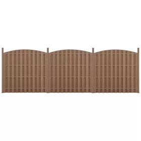   WPC félköríves kerítéspanel (165–185)×562 cm barna 3 db-os prémium kertkerítés
